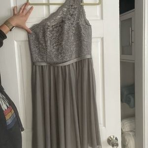 Grey lace Bridesmaid Dress